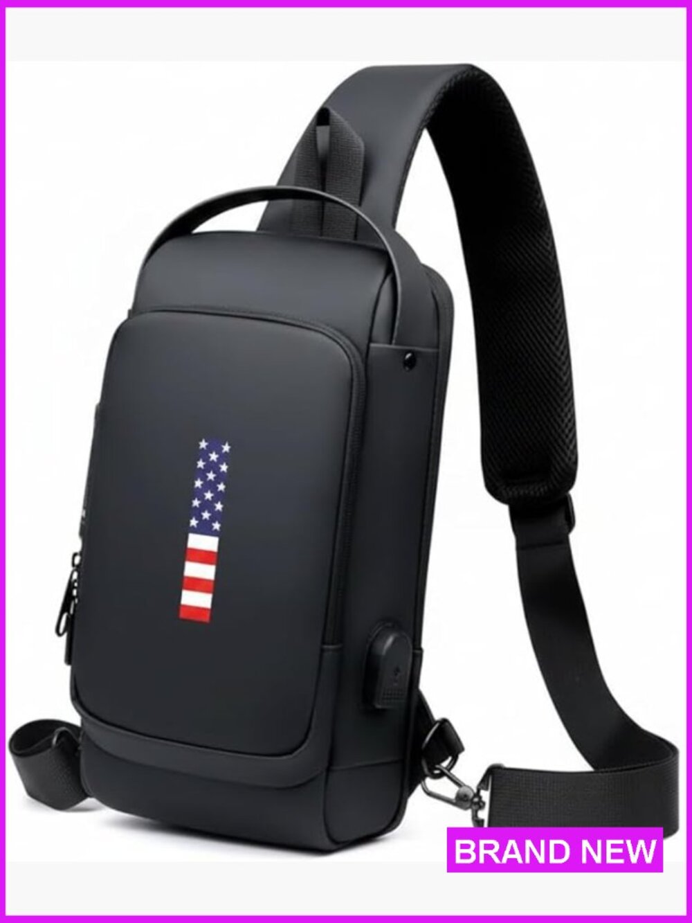 Anti-Theft Sling Bag Waterproof Crossbody Daypack with USB Charging Port & Lock
